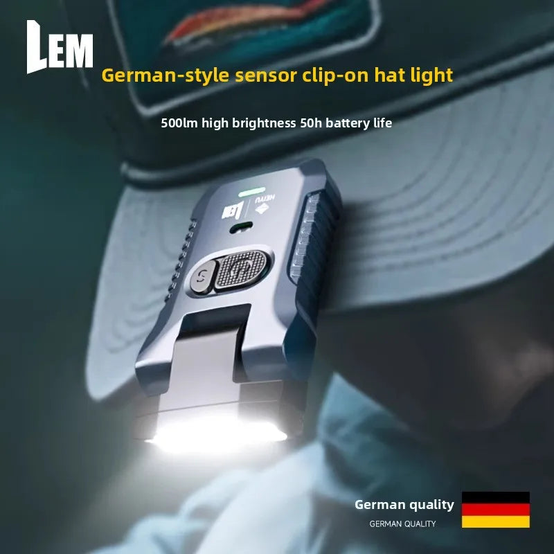 lampe torche gris métallisé rechargeable clips modernes écran led modes sélectionnable bluetooth