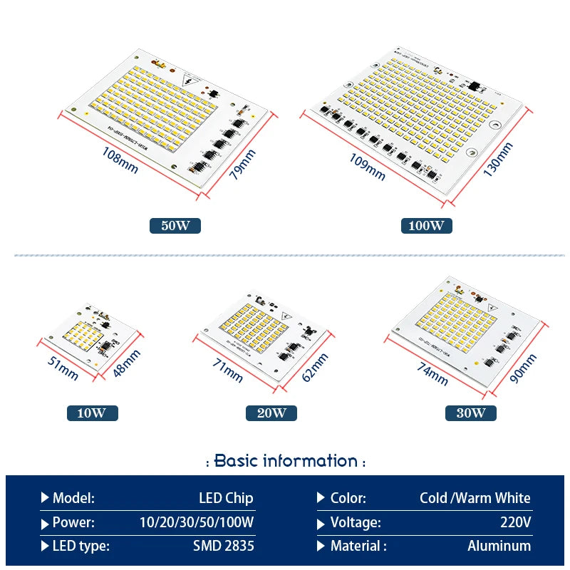 lampe led diy matrice smd 2835 blanc froid chaud modernes 220v 10w 20w 30w