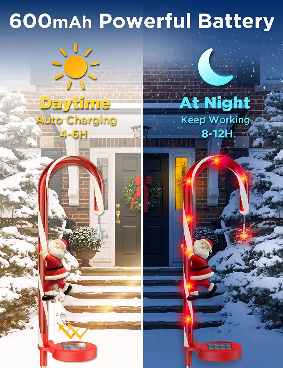 décoration noël canne sucre père noël lumineuse extérieur led rouge moderne festive jardin