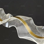 lampe suspendue contemporaine élégante blanc doré texture ondulée brillante chaînes facile chambre salon