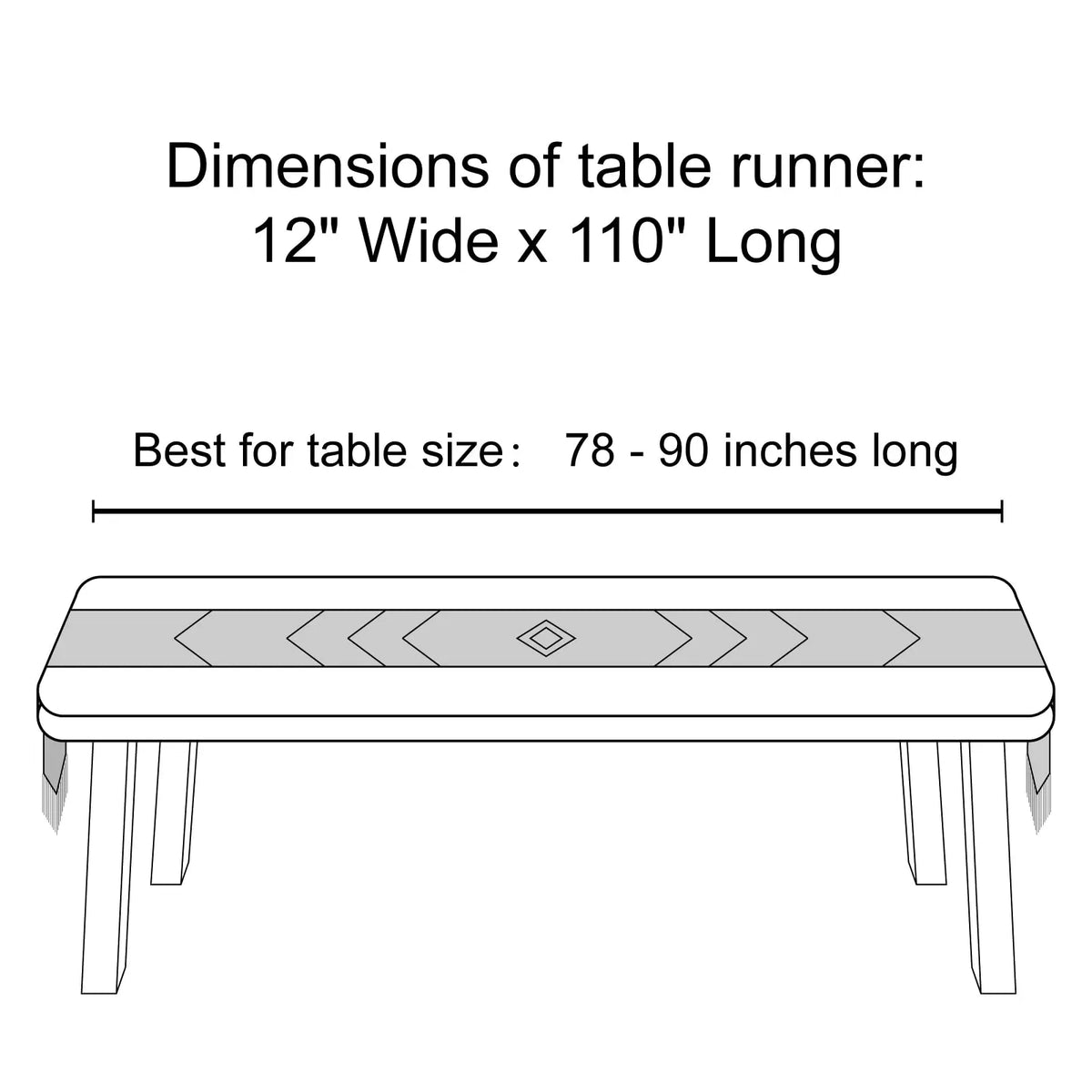 tableau chemin table coton blanc tissé main franges boho artisanal