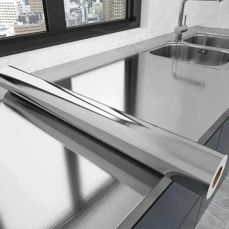 autocollant mural moderne argenté papier adhésif brillant carreaux muraux cuisine salon resistant impermeable