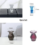 vases résine relief transparents opaques vintage couleurs vert rouge gris bleu violet set 5pcs
