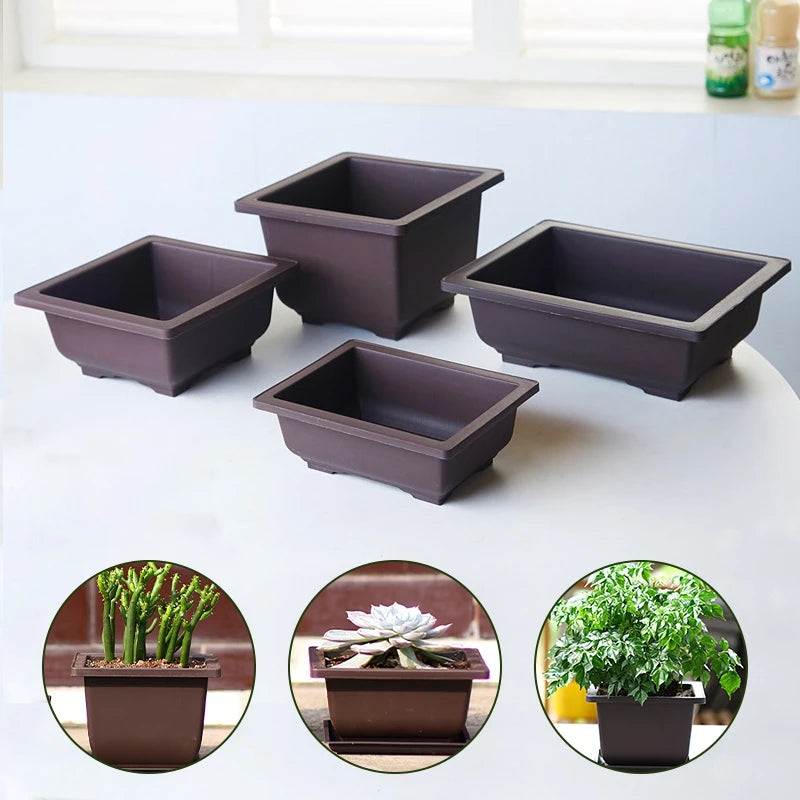 pot plante jardin extérieur marron moderne grille drainage fleurs succulentes bonsaï