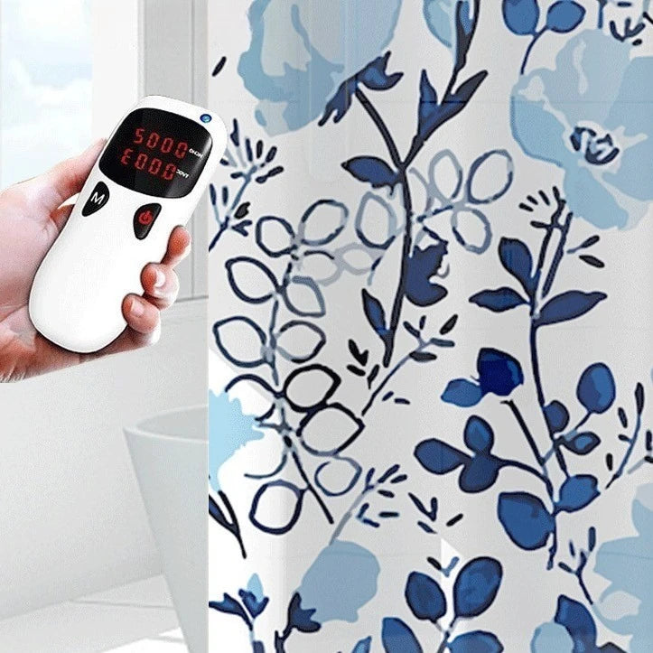 rideau douche peva fleurs stylisées blanc bleu moderne opacité 120cm 150cm 180cm 200cm 240cm