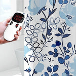 rideau douche peva fleurs stylisées blanc bleu moderne opacité 120cm 150cm 180cm 200cm 240cm