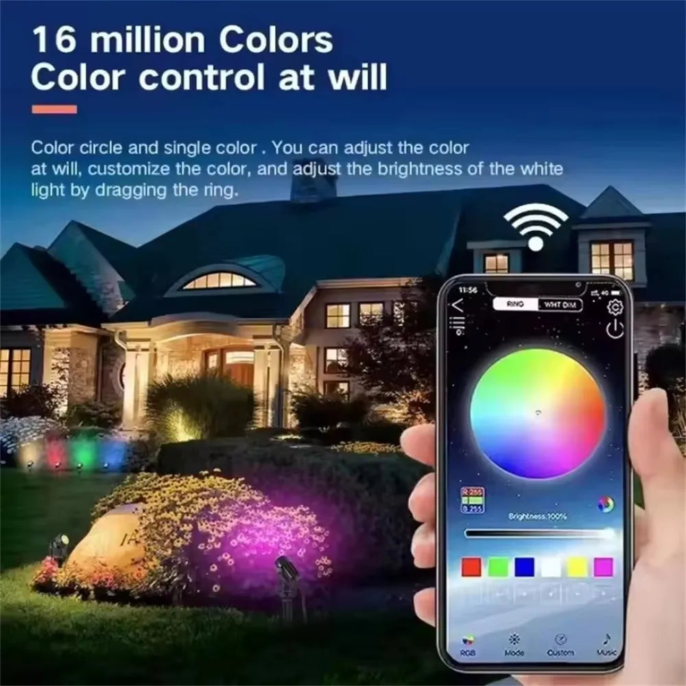 spots led jardin ip65 étanches noirs modernes télécommande adaptable echangement couleurextérieur abs