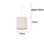 Suspension lumineuse moderne toile lin beige clair interrupteur tactile chambre salonhôtel
