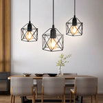 lustre industriel moderne lumières noir doré abat jour ajouré fixé