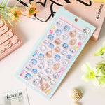 sticker 3d mignon animaux expressions différentes blanc bleu rose jaune gris vert clair cartoon