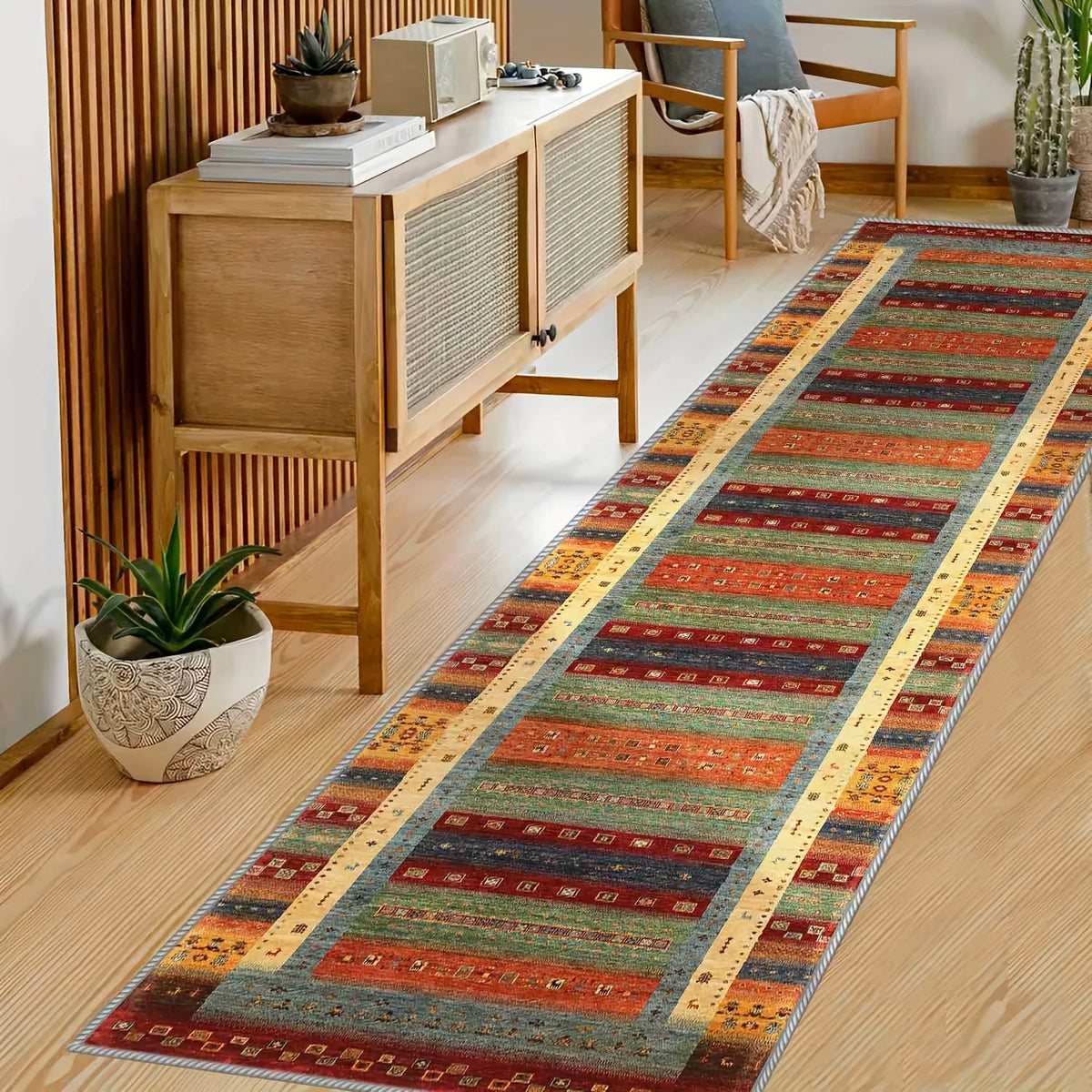 tapis multicolore patchwork moderne motifs géométriques imperméable anti bactéries non glissant salon cuisine