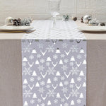 chemin table festif flocons neige noël gris clair blanc rouge doré festive