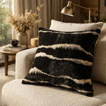 coussin moderne floral rayures beige noir blanc résistant polyester coton