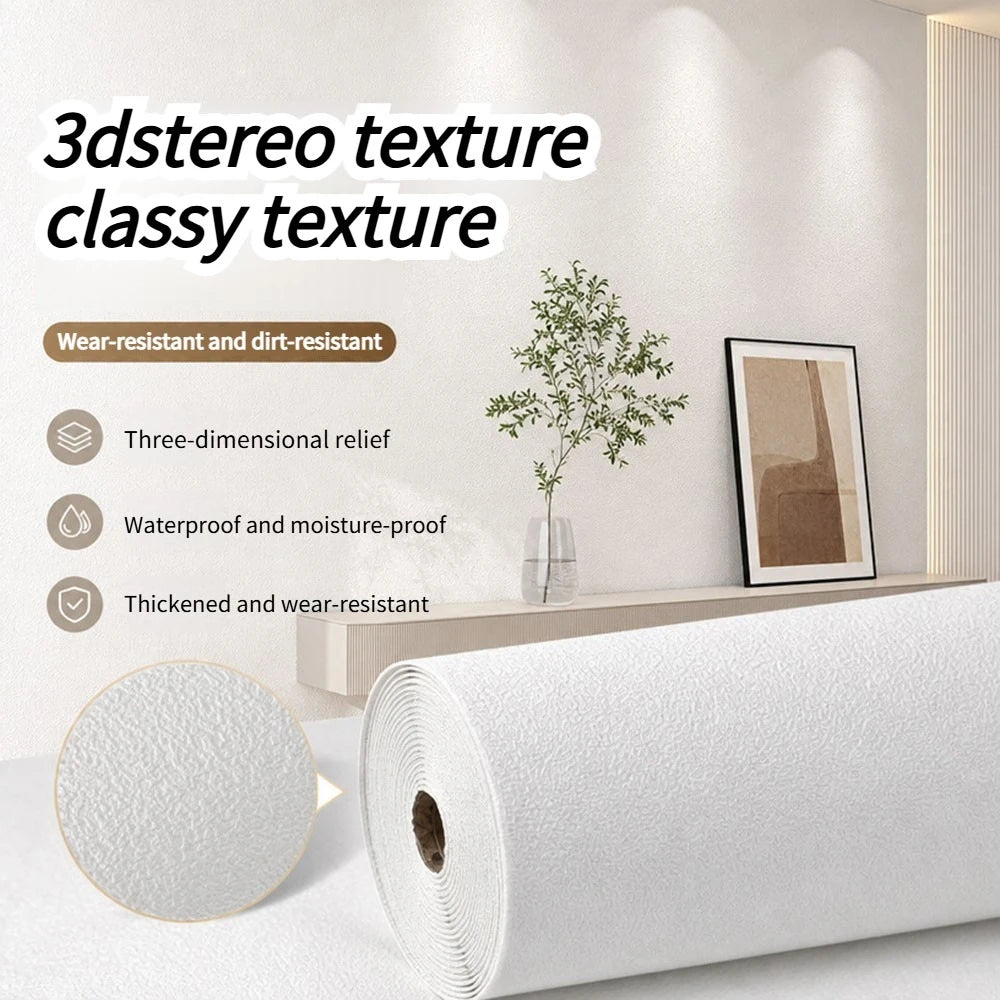 sticker mural moderne texturé 3d blanc rose anti humidité isolation chambre salon