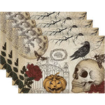 tapis table vintage noir papillons fleurs lune romantique assiettes fourchettes couteaux