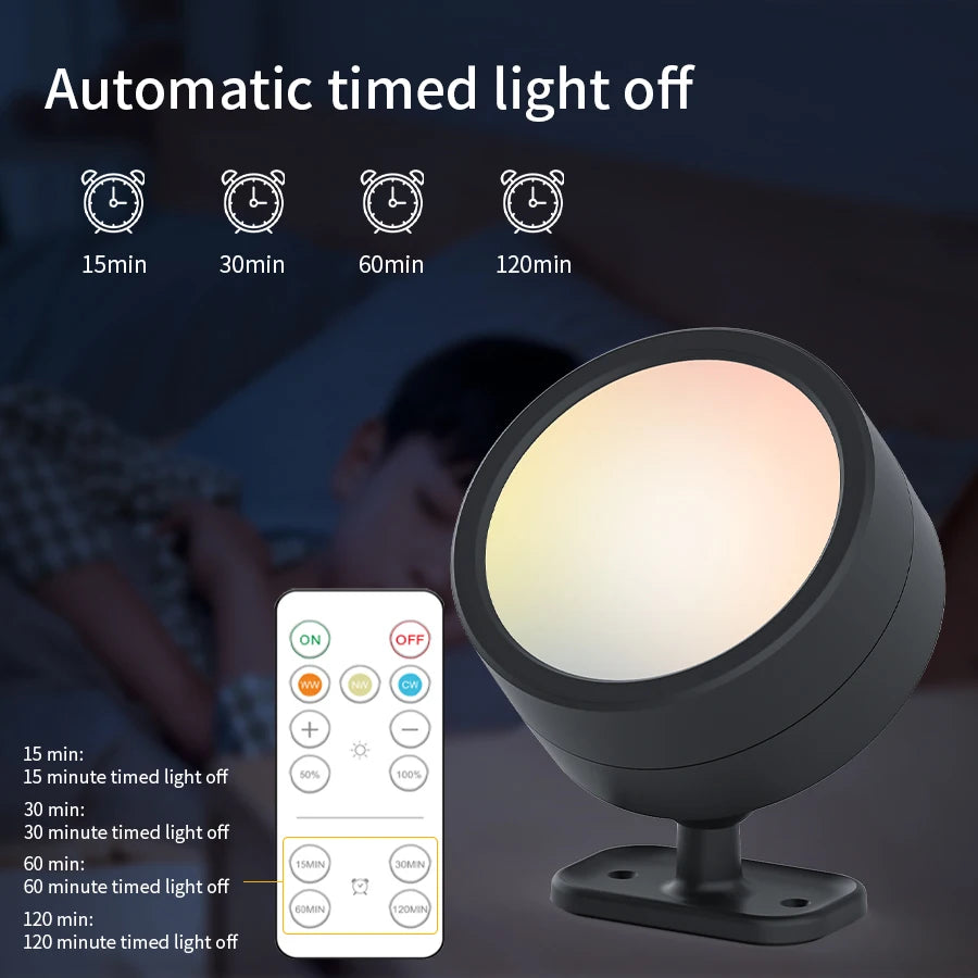 Lampe murale LED moderne rechargeable télécommande noir blanc rond minimaliste