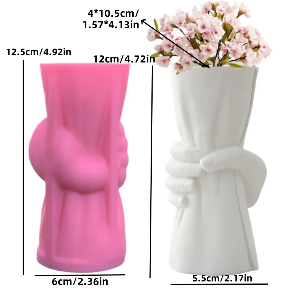 vase silicone forme buste humain blanc rose marron visage stylisé moderne