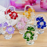 décoration florale cristal transparent rouge violet vert jaune blanc élégante figurine panier fleurs