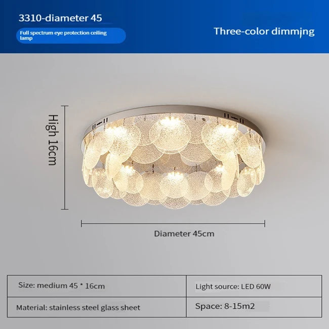 plafonnier led cristal verre moderne blanc doré 80cm chambre salon
