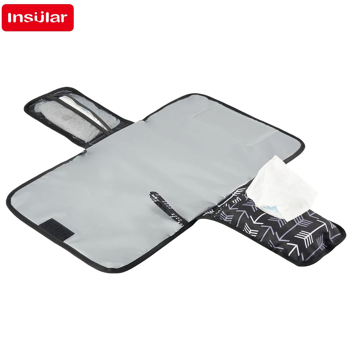 Sac langer pliable noir arrows moderne poches accessoires pratique poignée