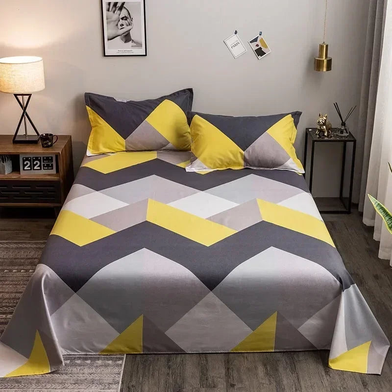 Détail du motif géométrique sur le drap plat
