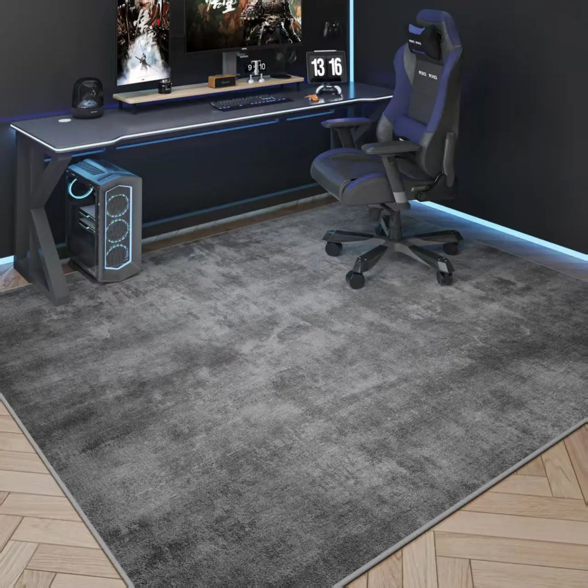 tapis gris moderne doux rectangulaire salon chambre maison décoration intérieure intérieur épuré