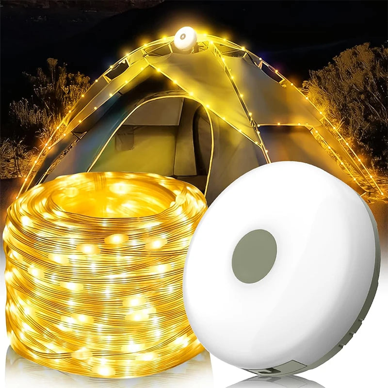 guirlande lumineuse led jaune camping extérieur décoration tente arboré noël van feu plaid crochet