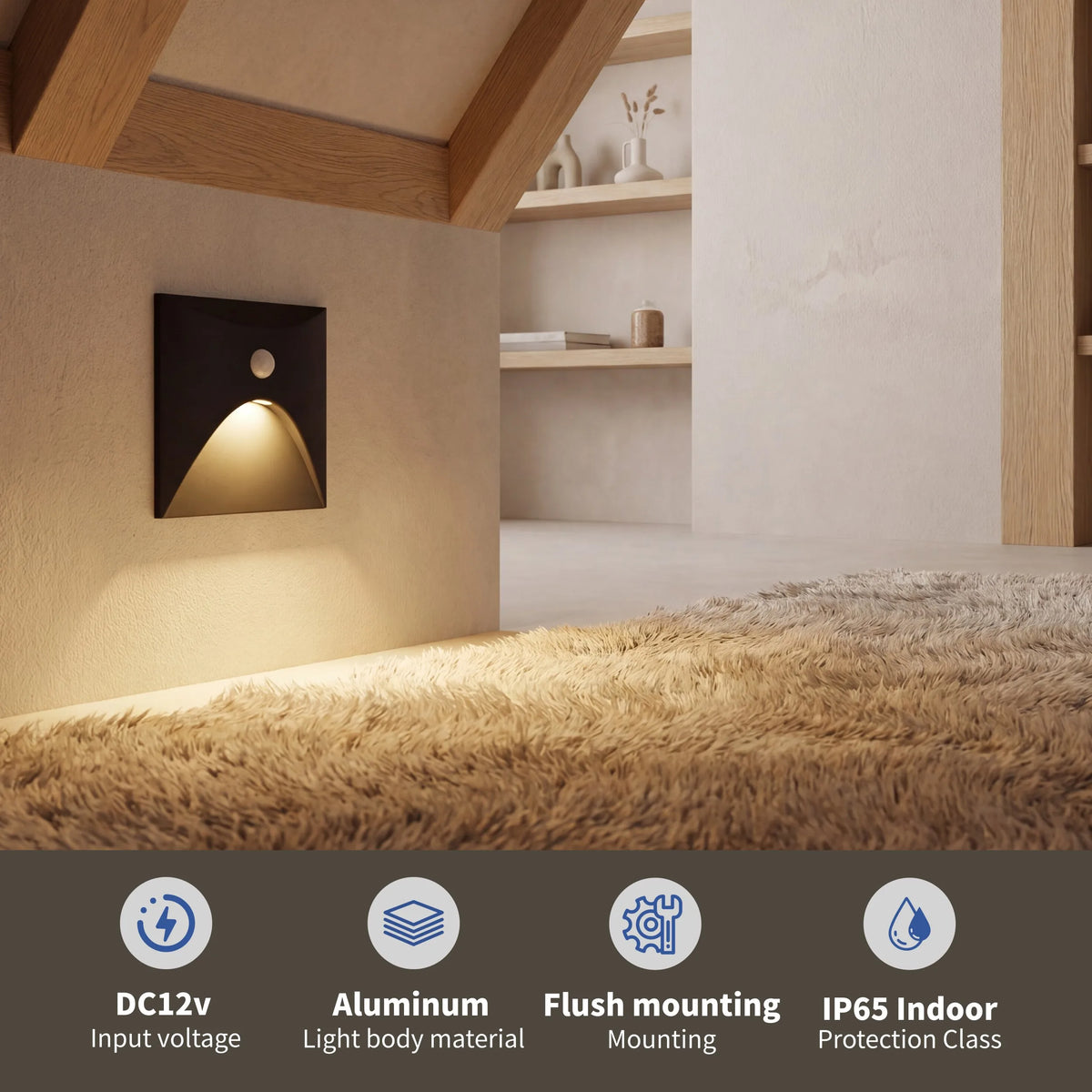 applique murale led moderne blanc noir 60lm ip65 aluminium fixée