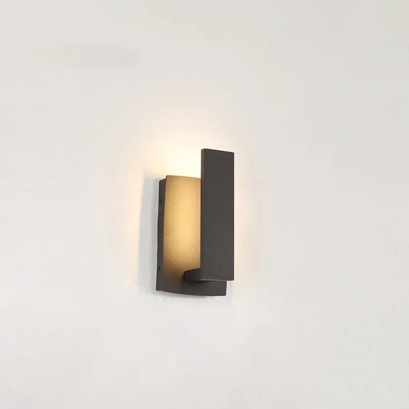 applique murale extérieure moderne aluminium noir lumiere led jaune orangé minimaliste fixations murales