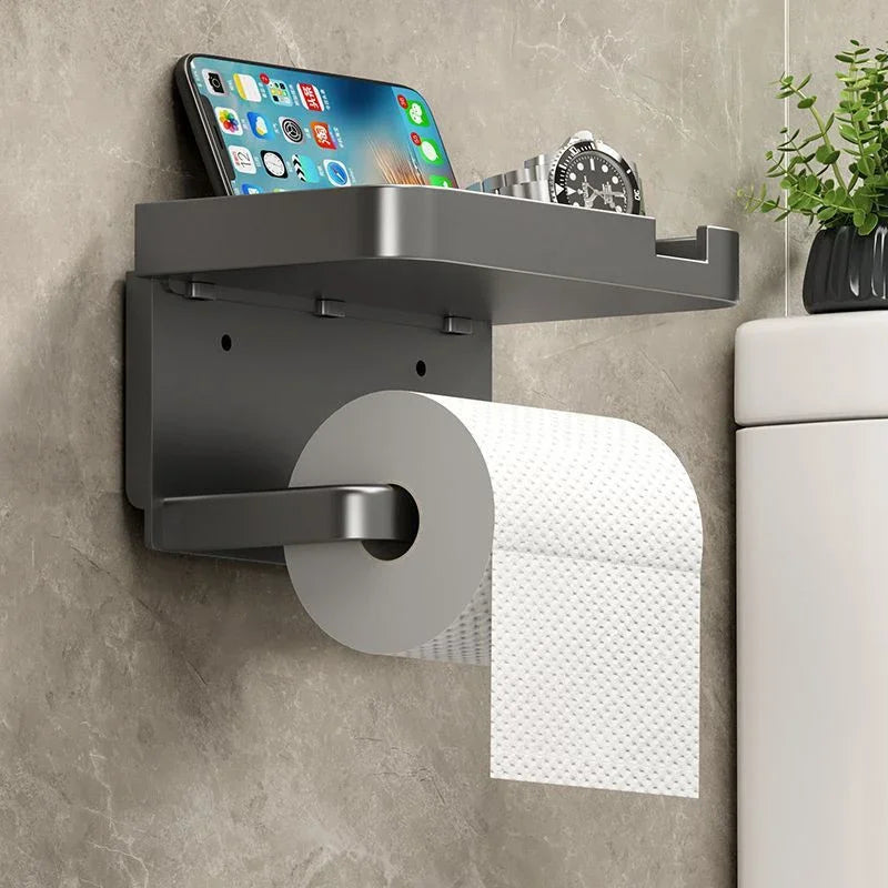 porte serviettes mural support téléphone montre parfum moderne vis gris métallisé mat respectueux environnement