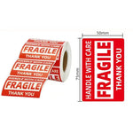 étiquettes fragile rouge blanche handle with care thank you classique opaques diverses tailles inclusées