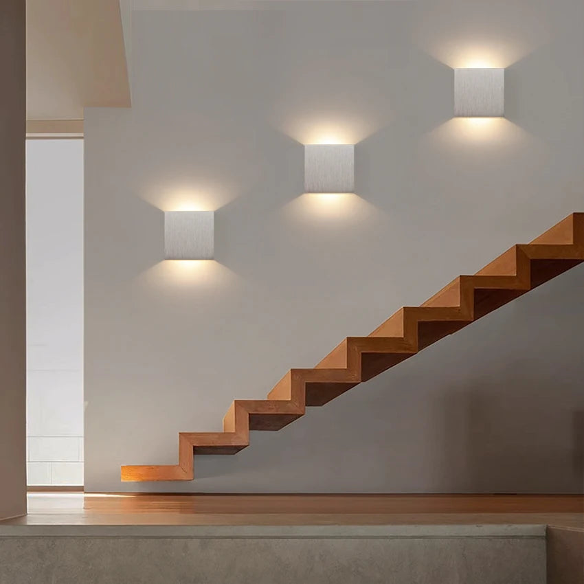 applique murale moderne 6W LED 90 260V aluminium bois naturel doré fixée mur