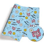 serviettes bohèmes imprimées smileys enfants violet jaune bleu clair coton polyester