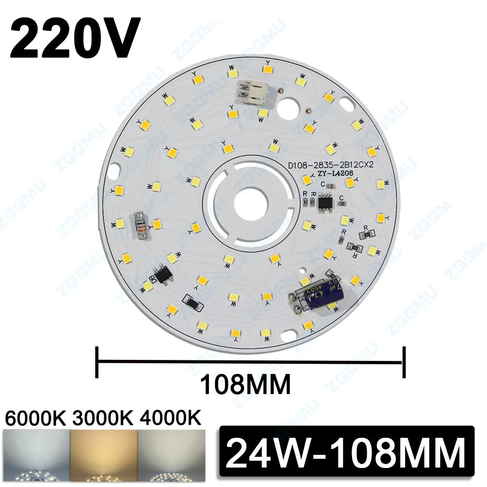 ampoule led 24w 36w 48w couleurs 6000k 3000k source lumineuse smd2835 alu moderne