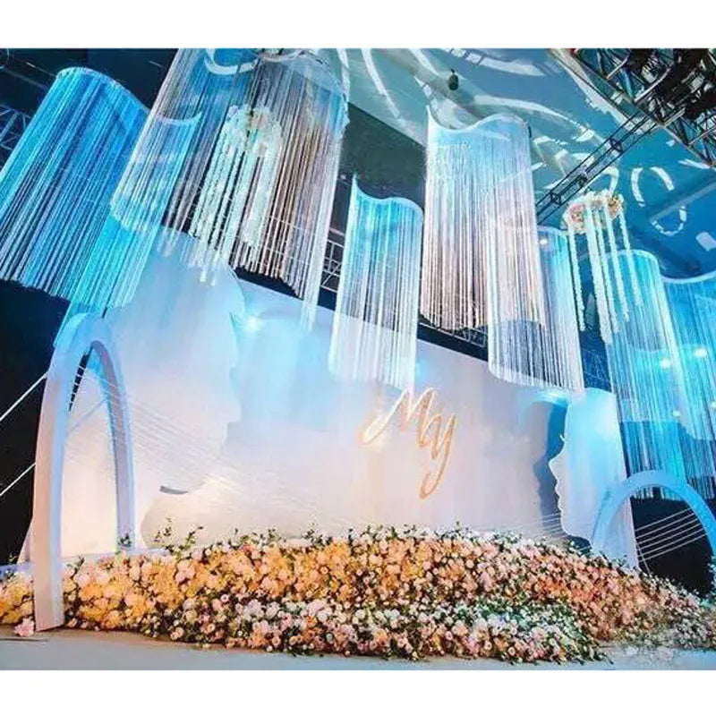 rideau franges strass dorés orange violet blanc moderne élégant mariage anniversaire fête