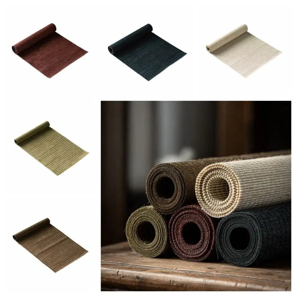 tapis lin marron clair moderne rustique texture tissée 60cm 20cm adhésif