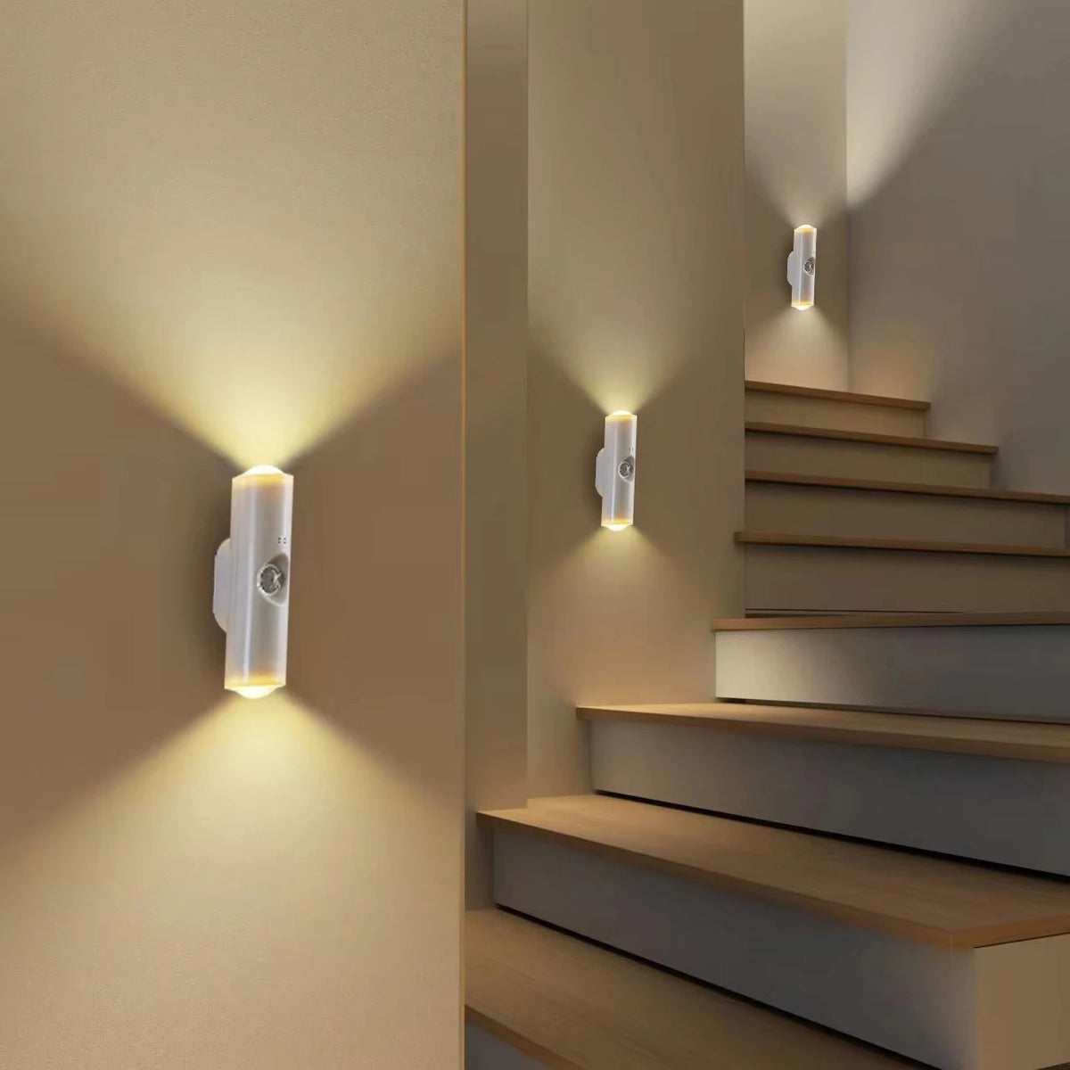 lampe murale led détecteur mouvement blanc moderne adhésif prise usb tactile 10cm 3cm