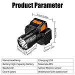 lampe torche noire orange ajustable rechargeable usb sensor mouvement induction switch moderne fonctionnelle