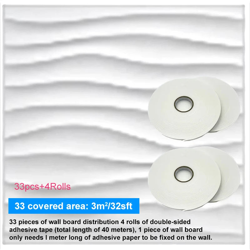 panneau decoratif 3d ondule moderne pvc blanc resistant adhésif salle bain chambre auto collage