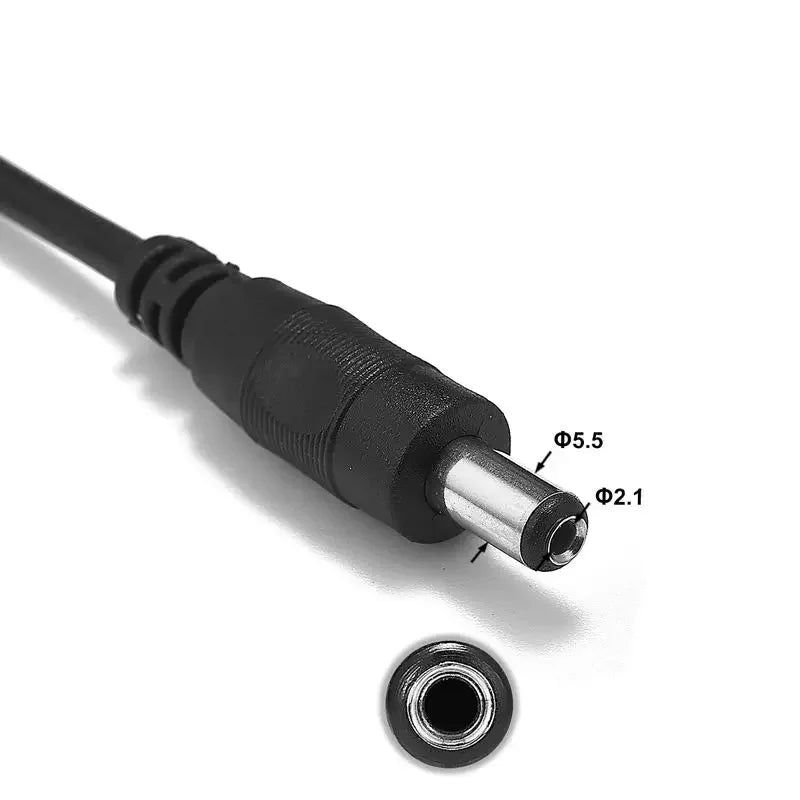 câble électrique 5.5x2.1mm noir femelle mâle adaptateur dc 24v certification rohs led cctv alimentation