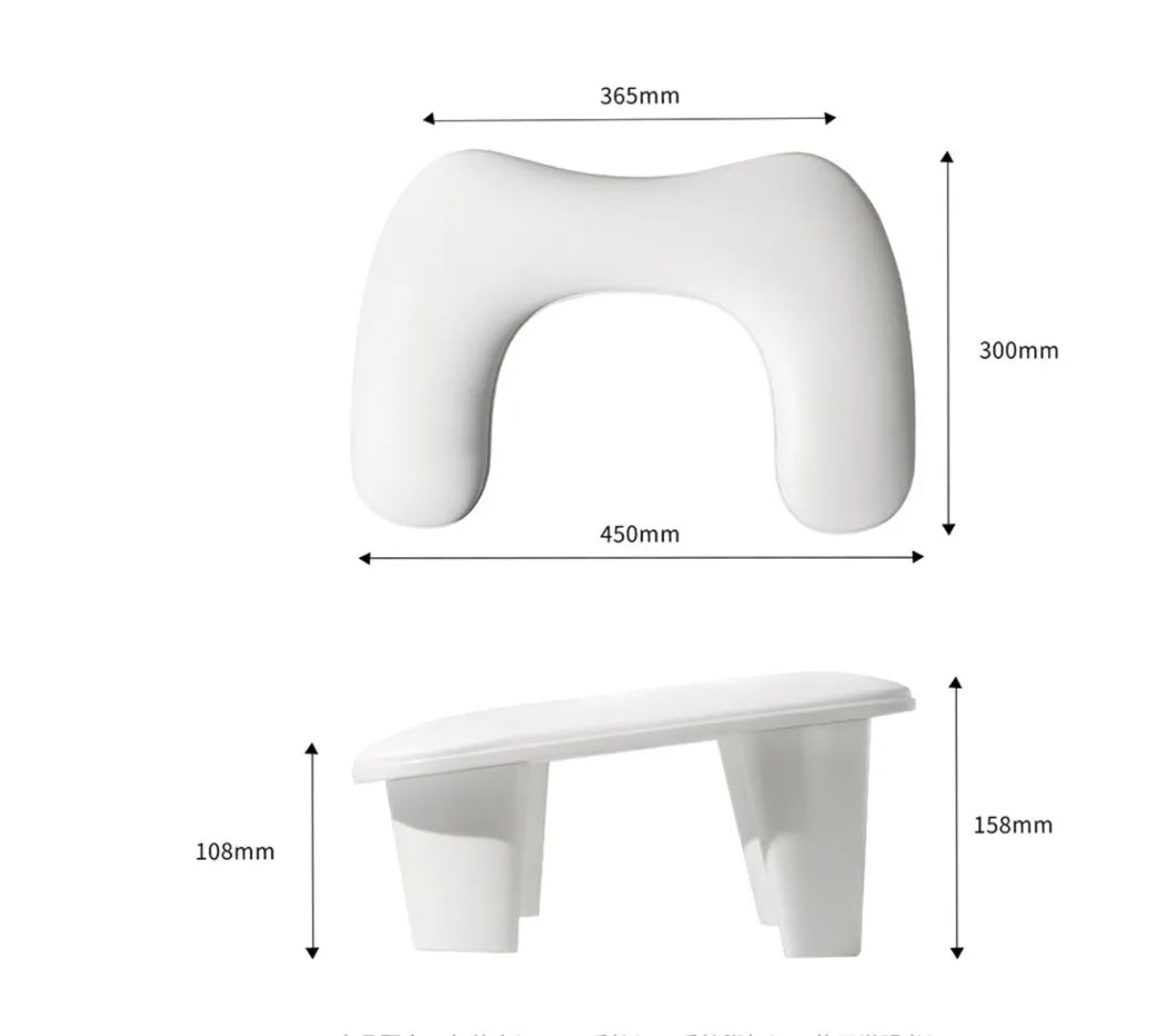 tabouret repose pieds blanc minimaliste moderne assise salon beauté simili cuir structure bois pieds