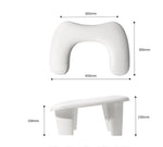 tabouret repose pieds blanc minimaliste moderne assise salon beauté simili cuir structure bois pieds