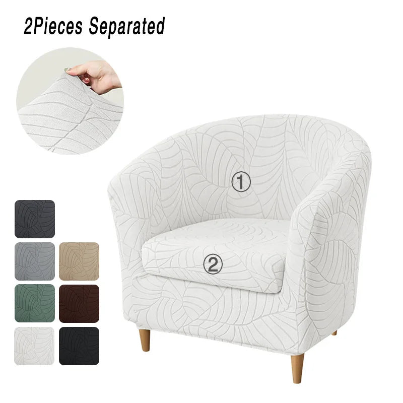 housse fauteuil gris motif feuilles moderne adhésif extensible lavable printemps été