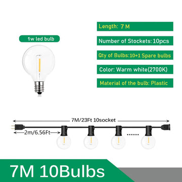 guirlande lumineuse extérieur led blanc chaud ampoules boule vintage décoration jardin terrasse patio extérieur