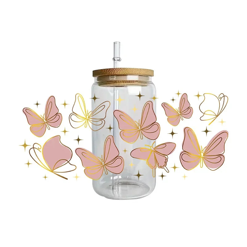 autocollants papillons fleurs tasse imperméable adhésif floral transparent amerique bricolage