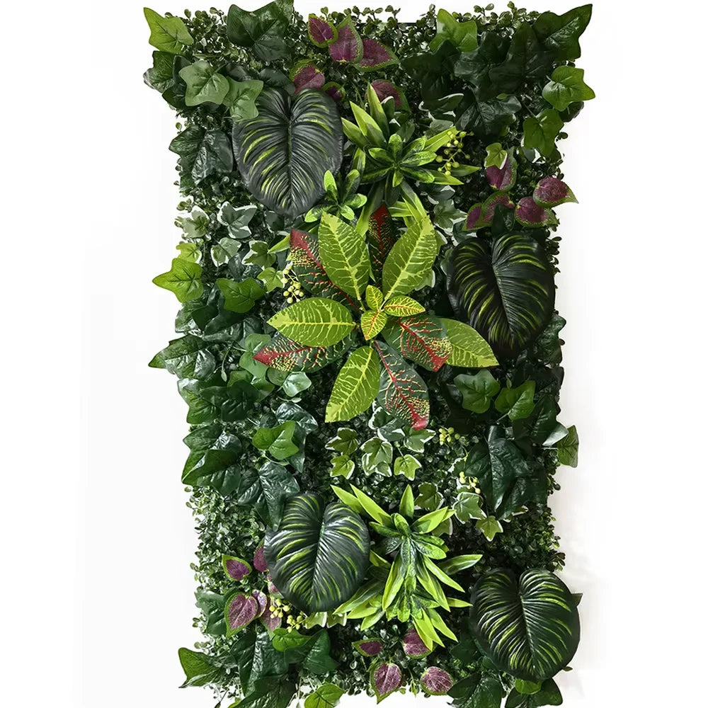 panneau mural artificiel herbe feuilles vert moderne décoration extérieur accroché maison festive