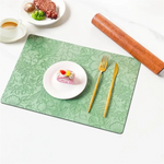 tapis table moderne fleurs feuilles noir marron beige gris vert bleu respectueux environnement 43x30cm