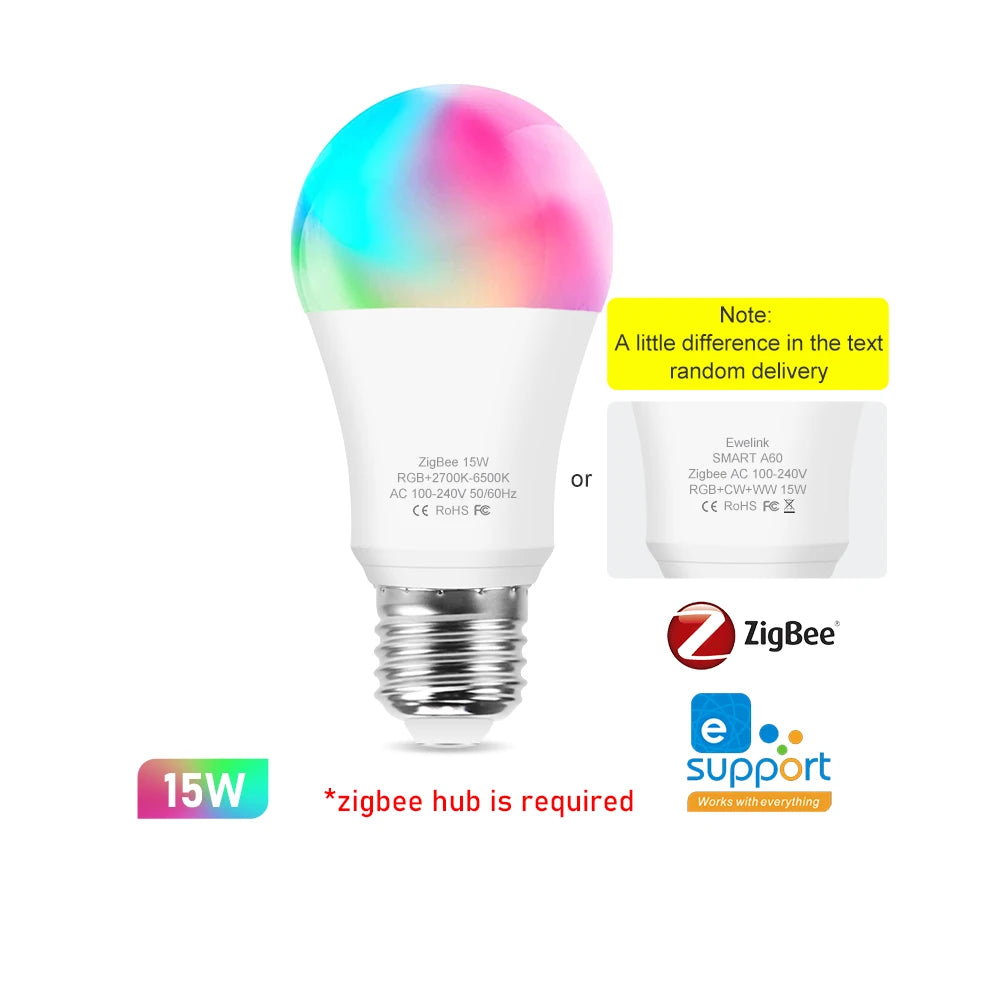 ampoules led intelligentes wifi zigbee e27 e14 gu10 rgbcw 2700 6500k blanc multicolore transparent