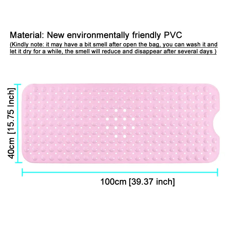 tapis bain antidérapant 40x100cm bleu clair rose pâle blanc noir moderne perforations adhésif salle