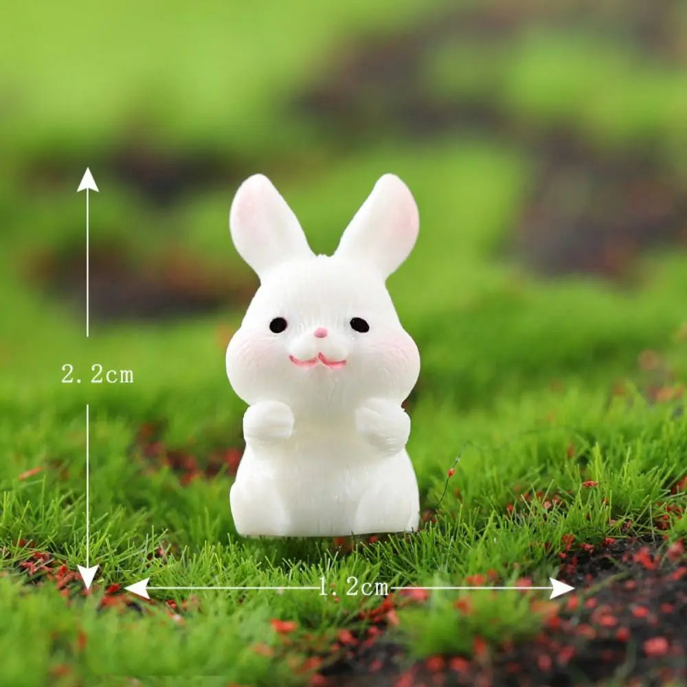 figurines lapins mignons carottes résine blanche décoratives cartoon miniature collectionnement paysagère